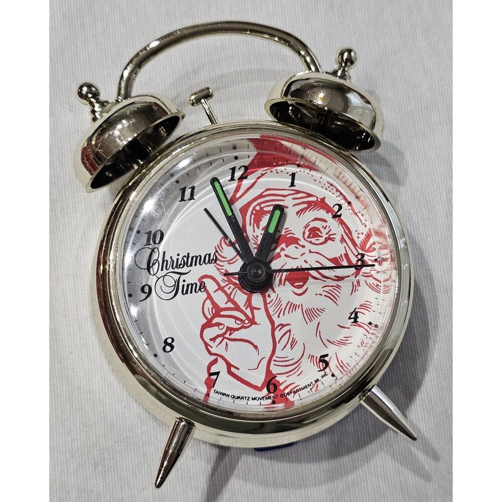 New Department 56 Wake Up Santa Alarm Clock Ornament Working Clock 4" Tall